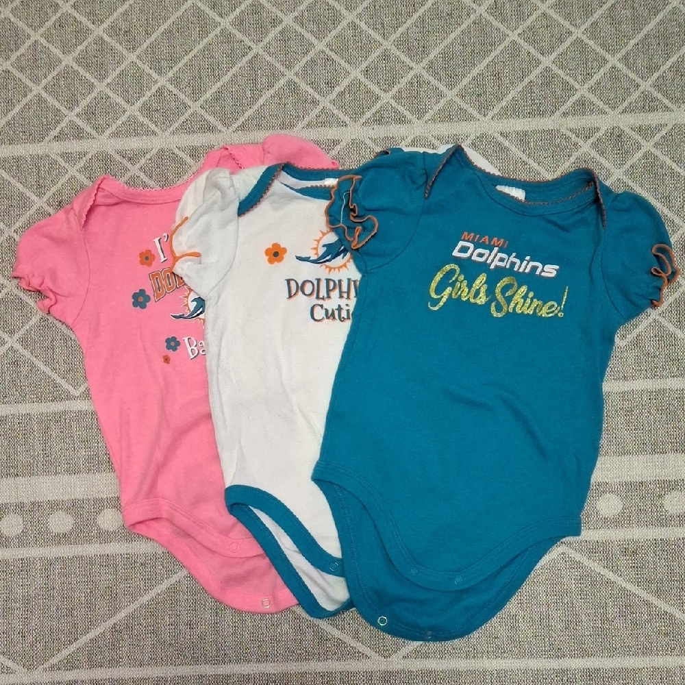 Gerber Miami Dolphins Baby Girl Onesie Set
